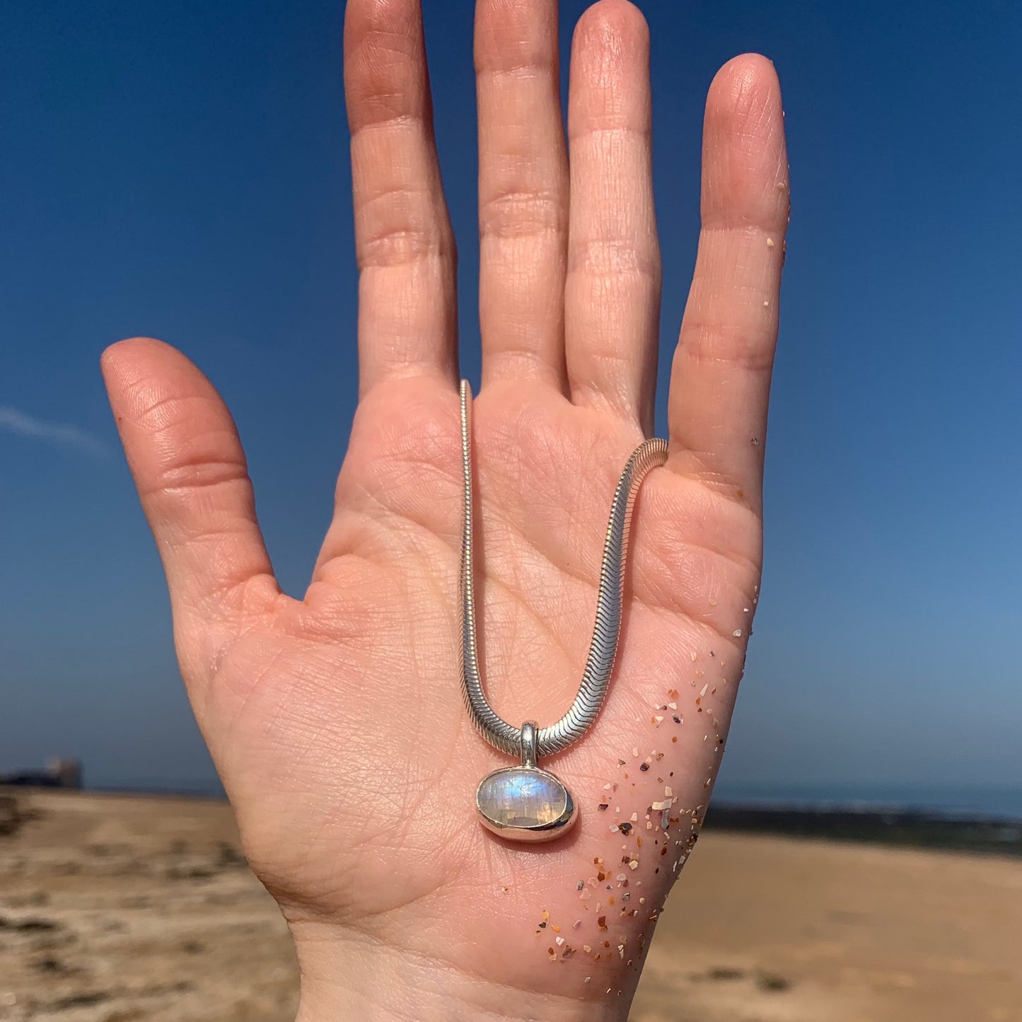 SELENE Rainbow Moonstone Pendant Necklace