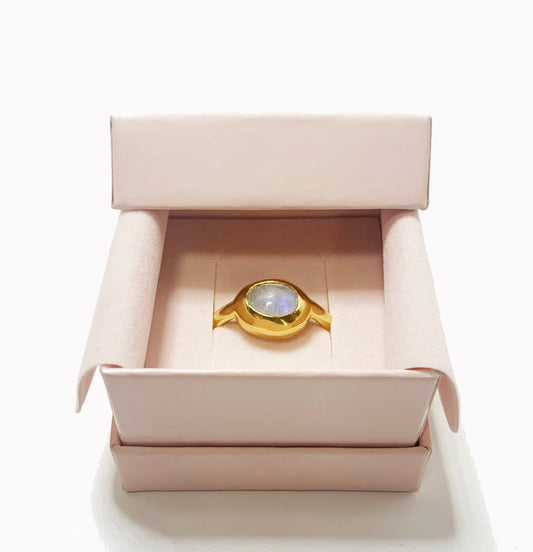SOMA Rainbow Moonstone Ring, Gold Vermeil ~ O