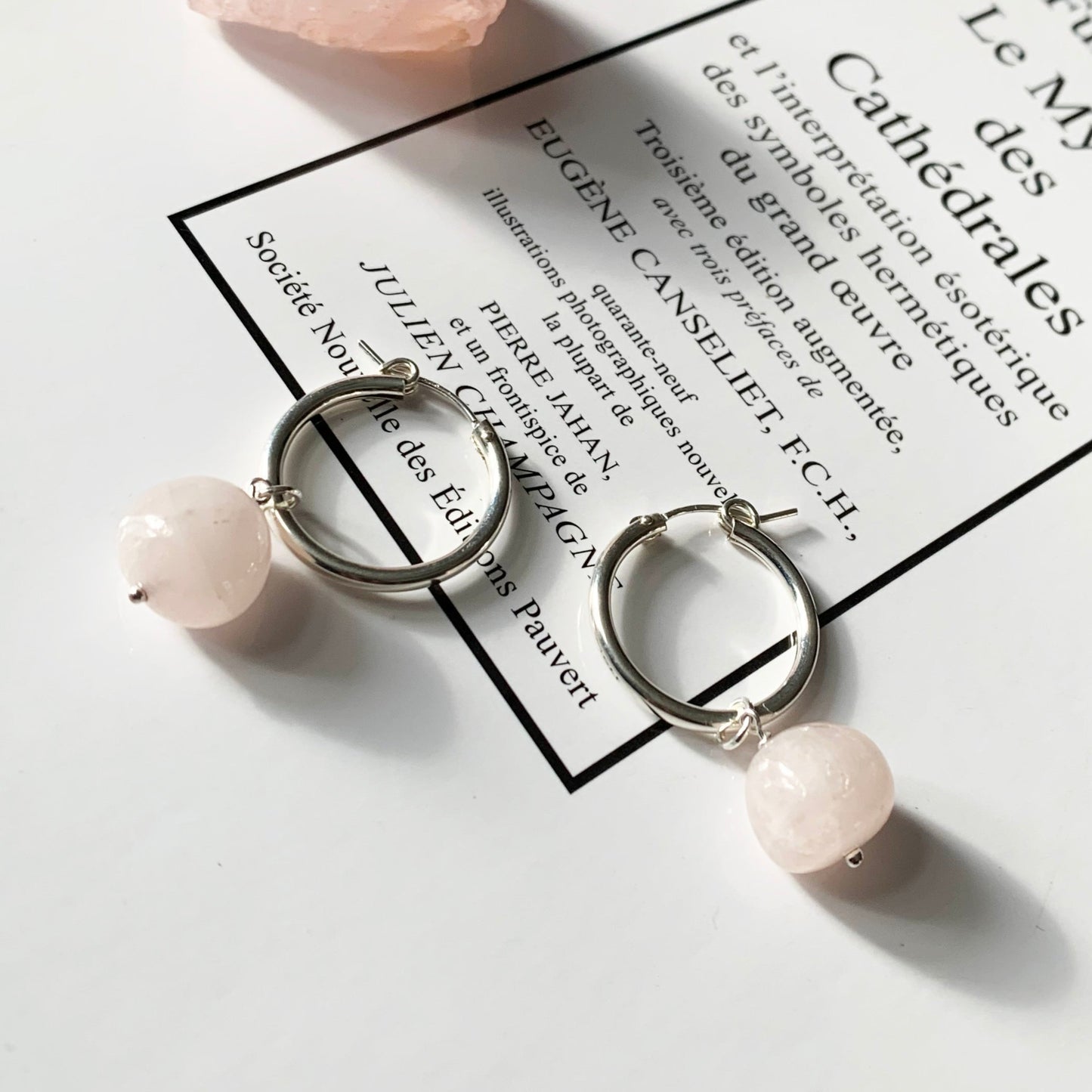 IŠHARA Hoop Earrings ~ Rose Quartz