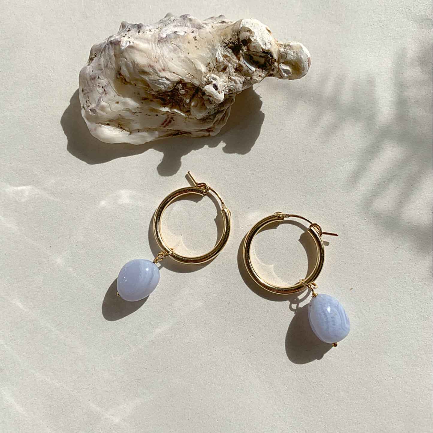 IŠHARA Hoop Earrings ~ Blue Lace Agate
