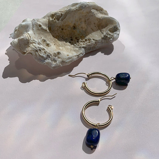 IŠHARA Hoop Earrings ~ Lapis Lazuli
